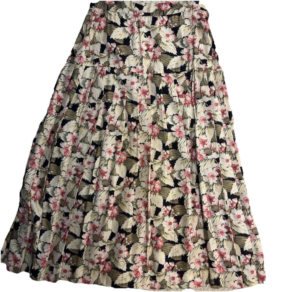 Gregge Petite Pleated Floral Skirt Womens 4P Cottage Prairie Boho Hippie